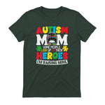 Autism Mom Raising Hero Messy Bun Autism Awareness in Forest Green - back view