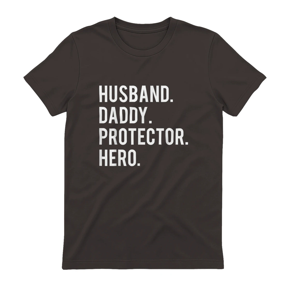 Husband daddy protector hero T Shirt cool father dad tee in Dark Chocolate - back view