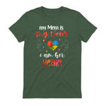 Autism Mom Support ASD T-Shirt in Military Green - back view