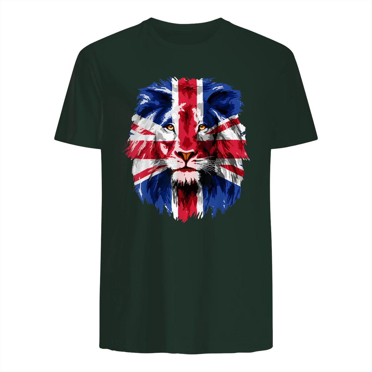 Union Jack UK Flag Lion Face Great Britain Union Jack Flag in Forest Green - back view