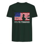 State Trooper USA Flag T-Shirt Gift T-Shirt in Forest Green - back view