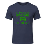 I Paused my Game to be Here Gamer T-shirt Gaming Geek Tee in Heather Navy - front view