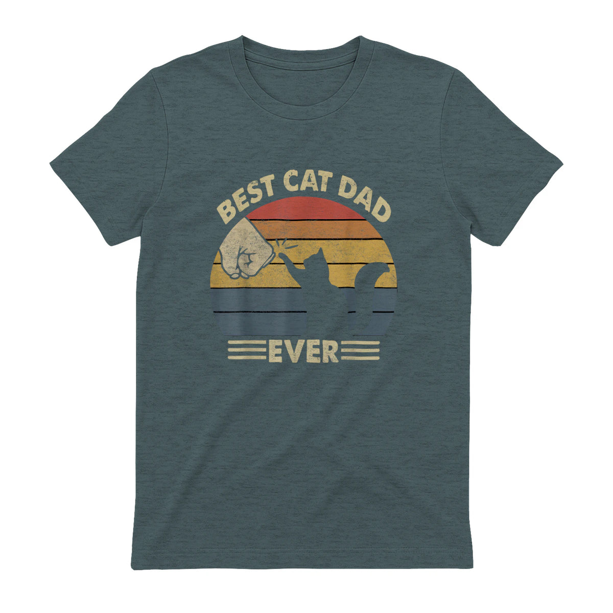 Best Cat Dad Ever T-Shirt in Dark Heather - back view
