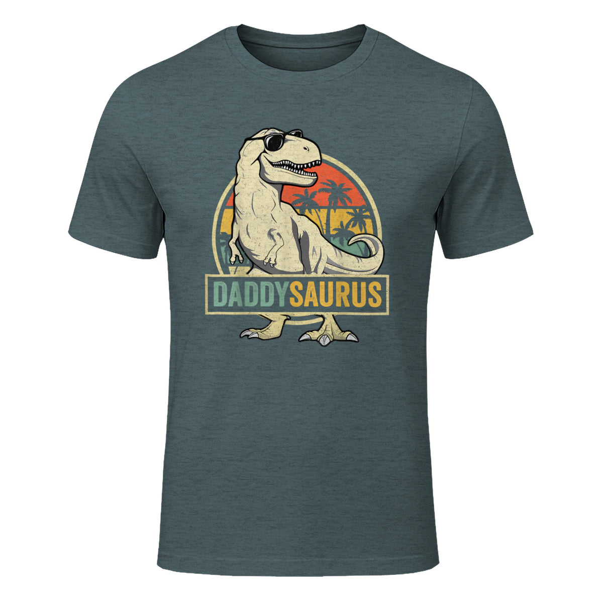 Daddysaurus T Rex Dinosaur Daddy Saurus Family Matching in Dark Heather - front view