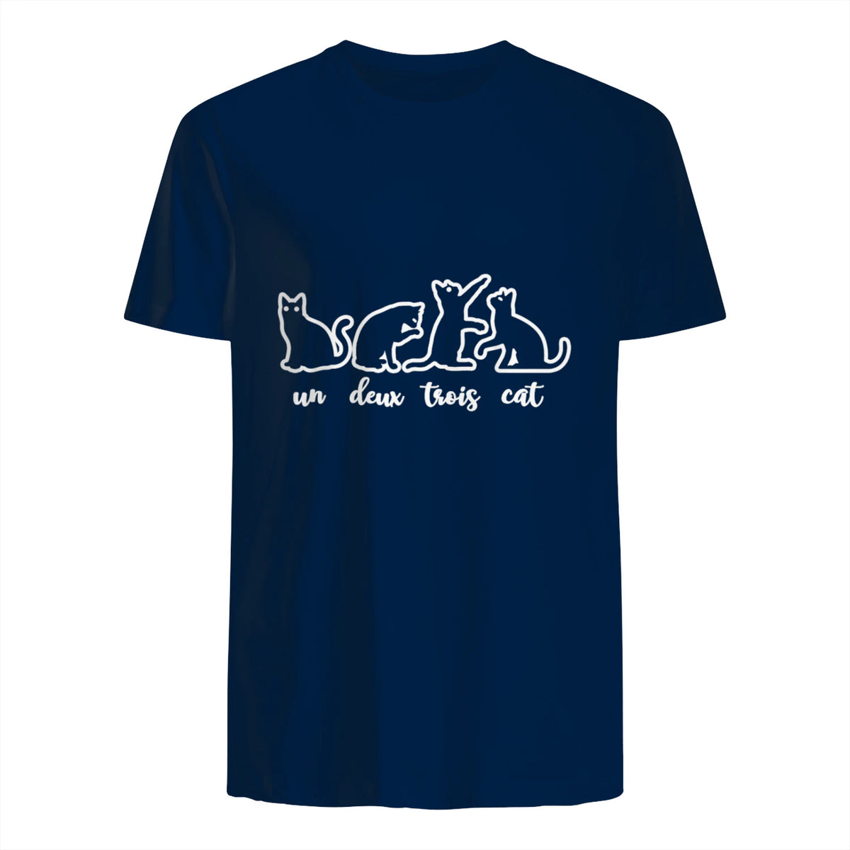 Un Deux Trois Cat, Cute & Funny Kittens, Gift For Cat Lovers T-Shirt in Navy - back view