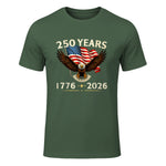 Patriotic Eagle Independence Anniversary T-Shirt in Military Green - front view