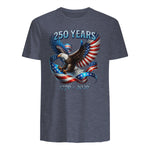 Patriotic Eagle and Flag Anniversary T-Shirt in Heather Navy - back view