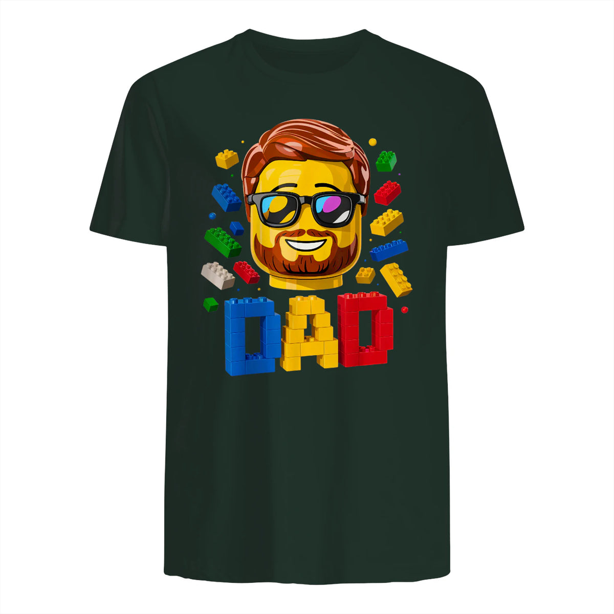 Dad Master Builder T-Shirt in Forest Green - back view