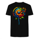 Autism Sunflower Awareness T-Shirt in Black - back view