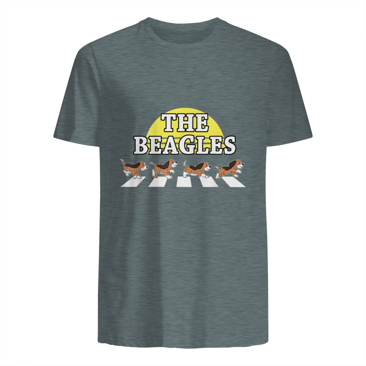 Drôle Les Beagles Beagle Dog Sitter Doggy Puppy Crosswalk in Dark Heather - back view