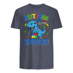 Kids Autism Awareness is My Superpower Boys in Heather Navy - back view