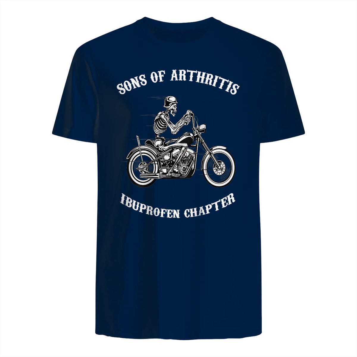 Sprüchewerkstatt Sons mit Arthritis Ibuprofen Chapter Motorradfahrer für Herren, Schwarz, in Navy - back view