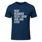 Best Bearded Beer Lovin Dog Dad T-Shirt Pet Lover Owner Gift in Navy - front view