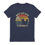 Best Cat Dad Ever T-Shirt in Heather Navy - back view