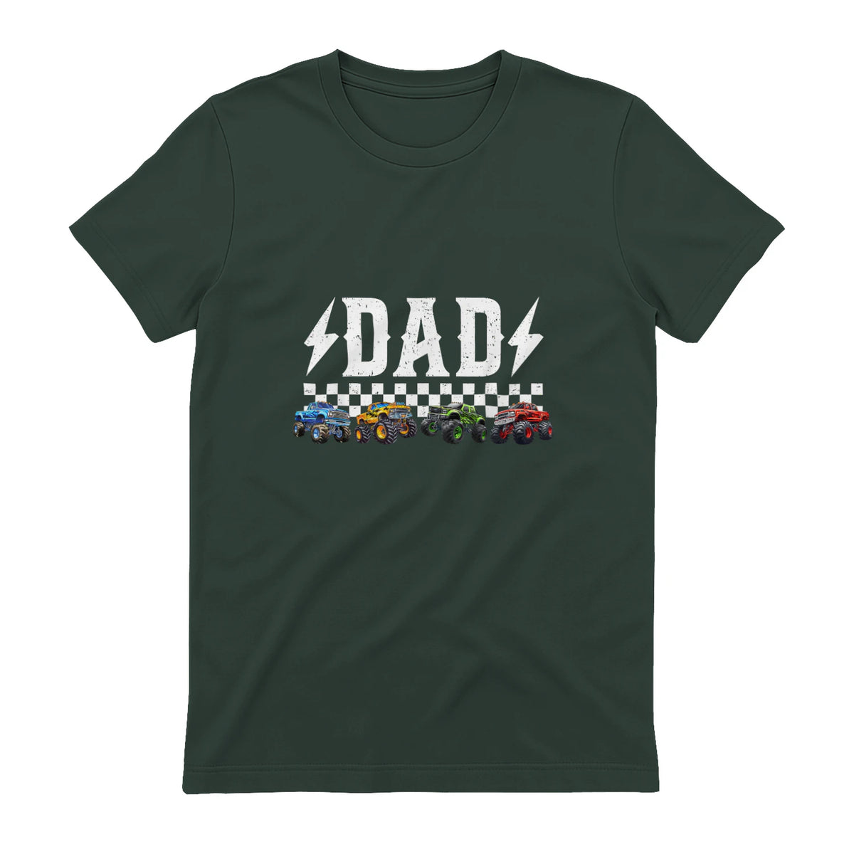 Dad Retro Monster Truck T-Shirt in Forest Green - back view