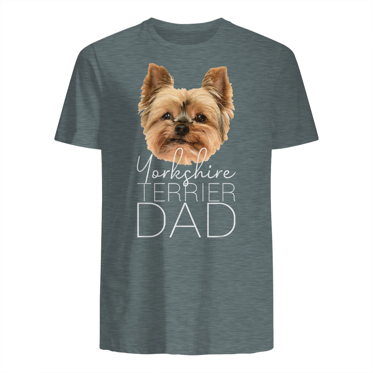 Dog Dad Yorkshire Terrier – Chien Papa in Dark Heather - back view