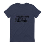 Toujours Lire Les Petits Caractères Futur Je Vais Être Papa T-Shirt in Heather Navy - back view