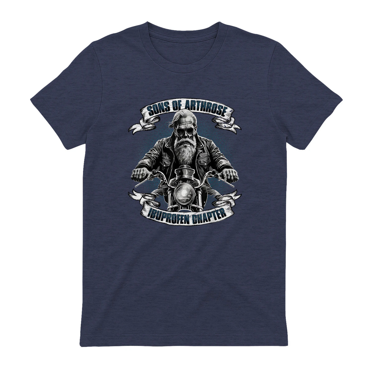 Lustiger Biker Spruch für den alten Mann - Sons of Arthrose - Ibuprofen Chapter Biker Motorradfahrer für ältere in Heather Navy - back view