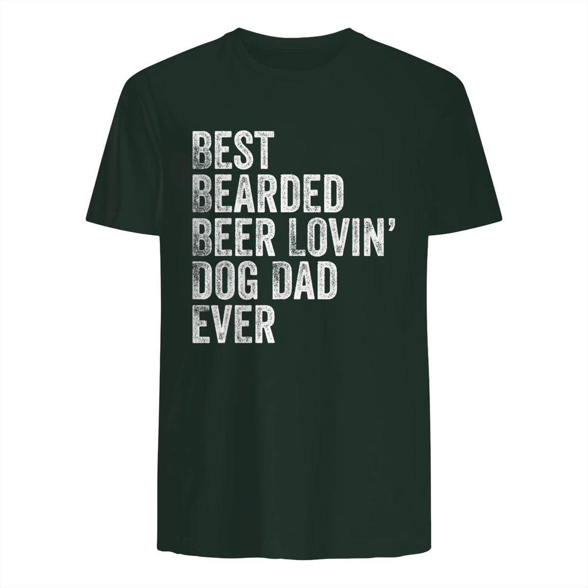 Best Bearded Beer Lovin Dog Dad T-Shirt Pet Lover Owner Gift in Forest Green - back view