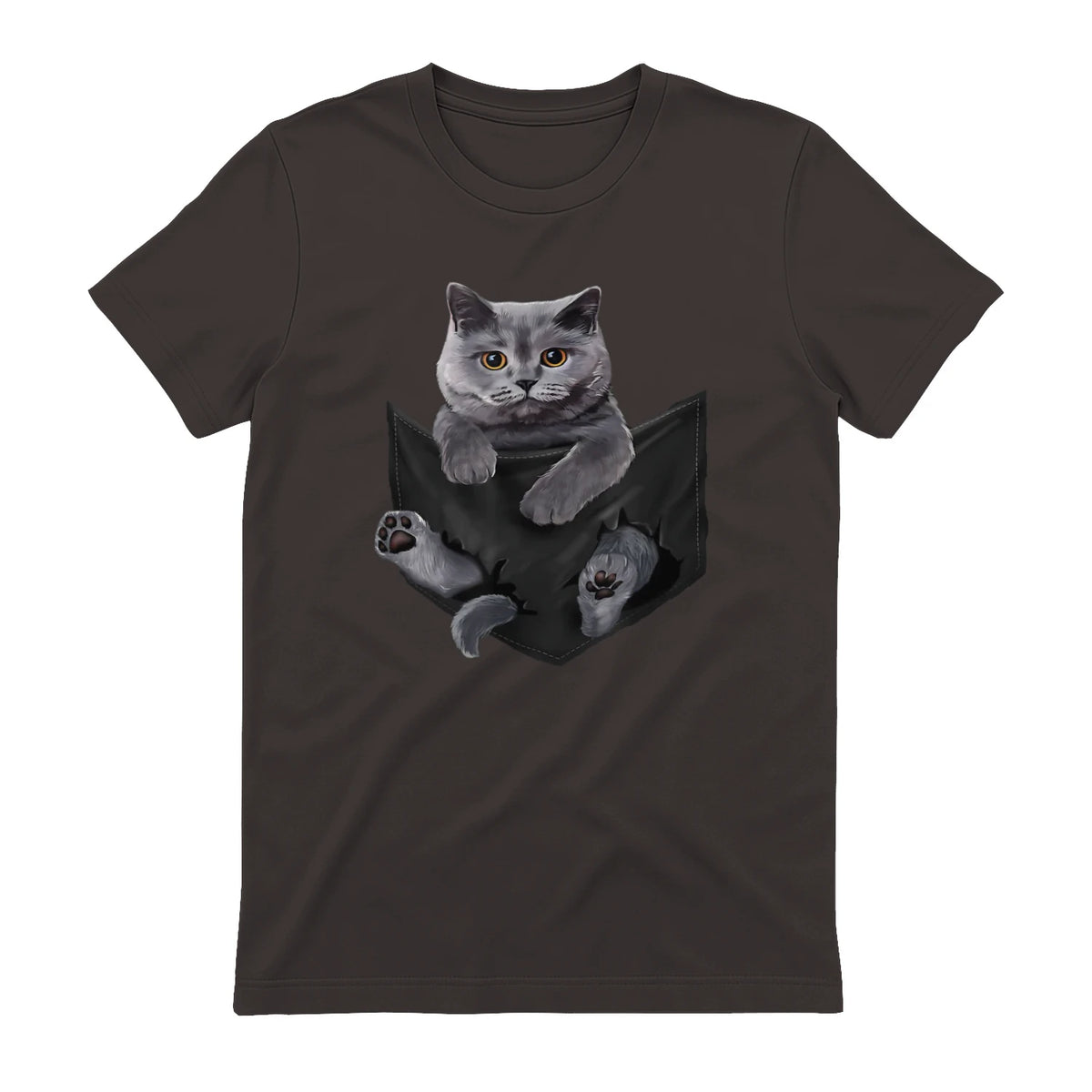 Cat Lovers British Shorthair In Pocket Fun Kitten in Dark Chocolate - back view