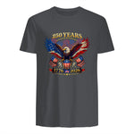 American Independence Day Anniversary T-Shirt in Charcoal - back view