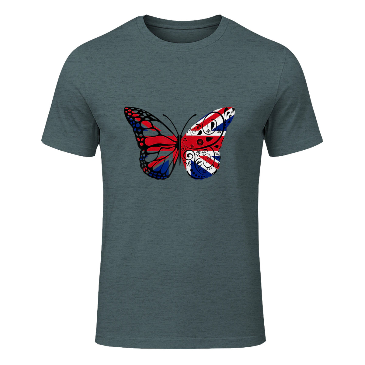 Union Jack Butterfly Butterflies Flag Wings British UK Flag in Dark Heather - front view