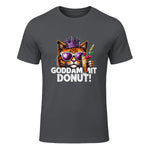 Donut Princess Cat Meme Tee – Kawaii Funny Cartoon Style T-Shirt in Charcoal - front view
