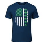 US American Flag with Shamrocks for St Patricks Day T-Shirt in Navy - front view