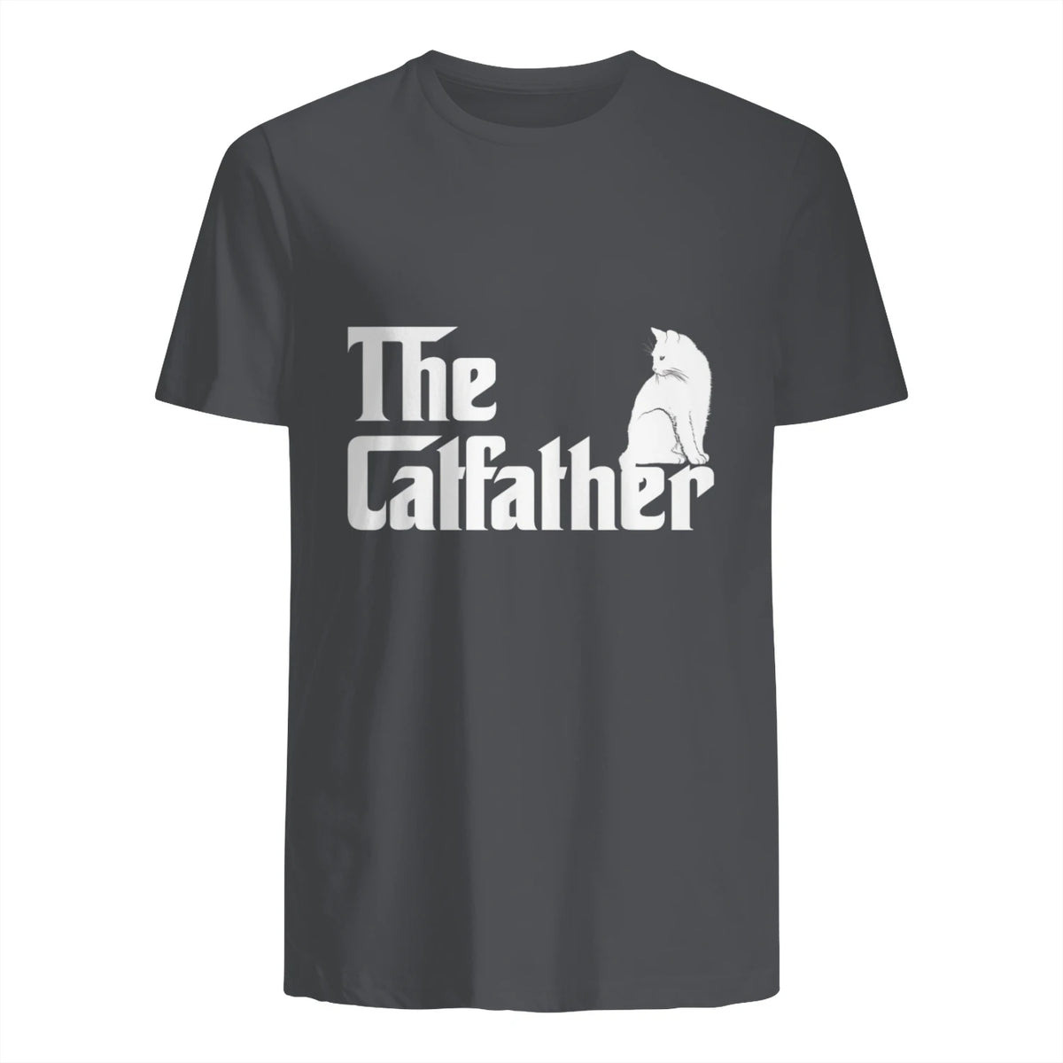 The Catfather Funny Cat Parody Fathers Day Gift Cat Father T-Shirt in Charcoal - back view