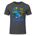 Kids Autism Awareness is My Superpower Boys in Charcoal - front view