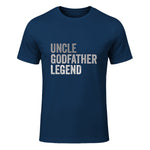 Funny Uncle Godparent Hero Message Uncle Godfather Legend For A Favorite Uncle Family Baptism T-Shirt - Black, Sm in Navy - front view
