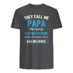 Funny Grandpa Papa Partner in Crime Dad in Charcoal - back view