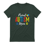 Proud Mom Autism Awareness Family Matching Shirt in Forest Green - back view