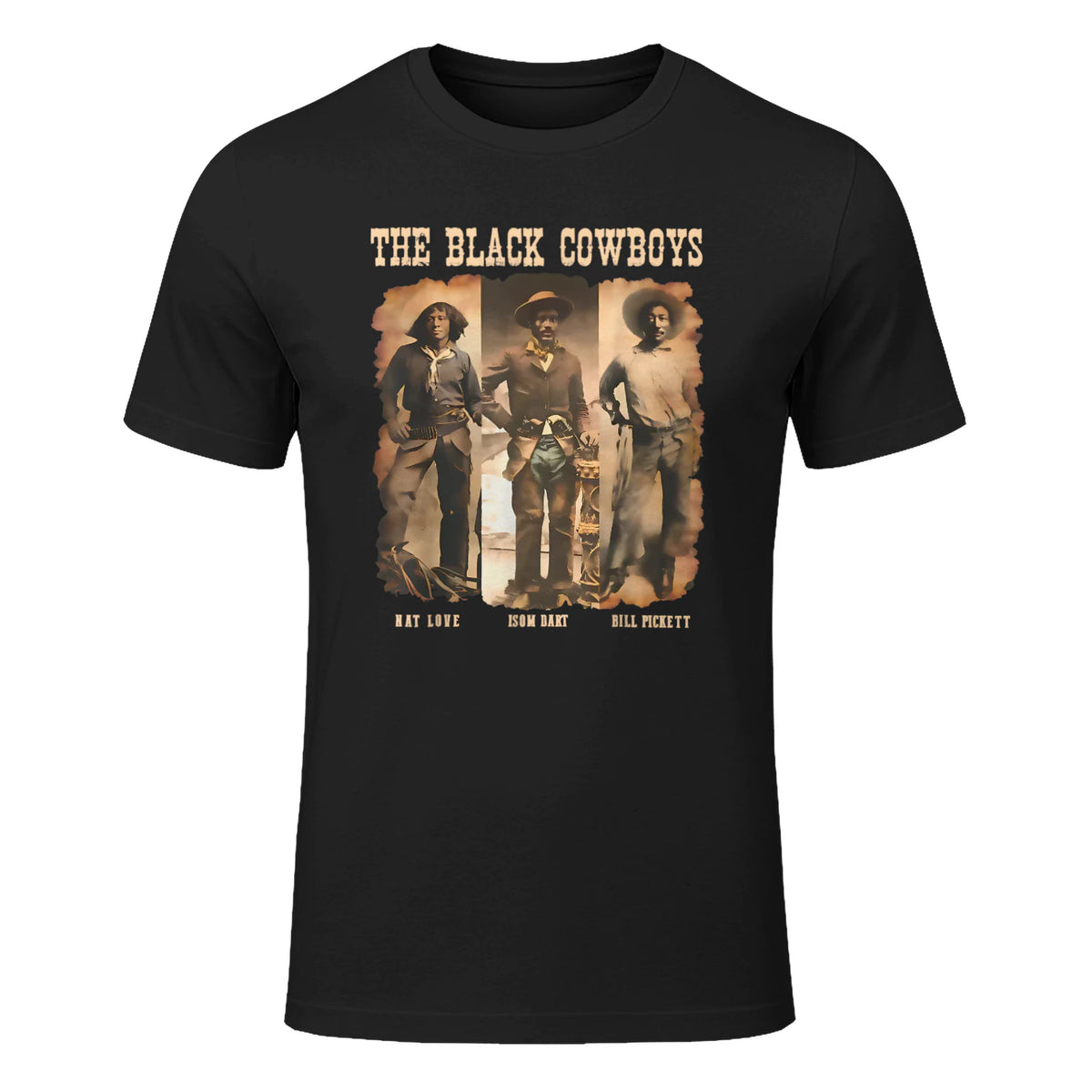 Black Cowboy Western Rodeo Melanin Black History Texas Men T-Shirt in Black - front view