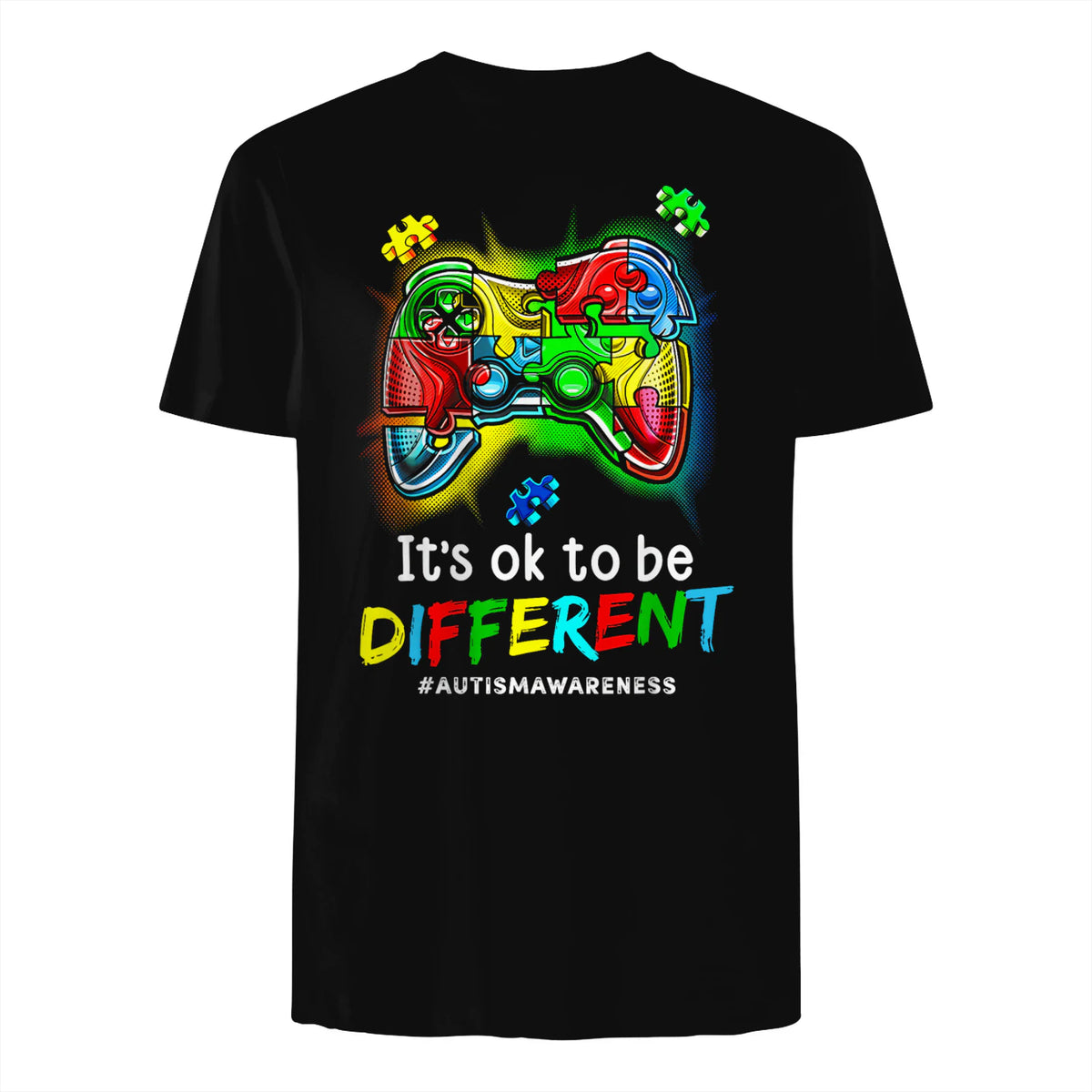 Autism Awareness Men Kids Boys Autism Video Game Month in Black - back view