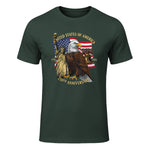 Patriotic Eagle Liberty Bell Anniversary T-Shirt in Forest Green - front view
