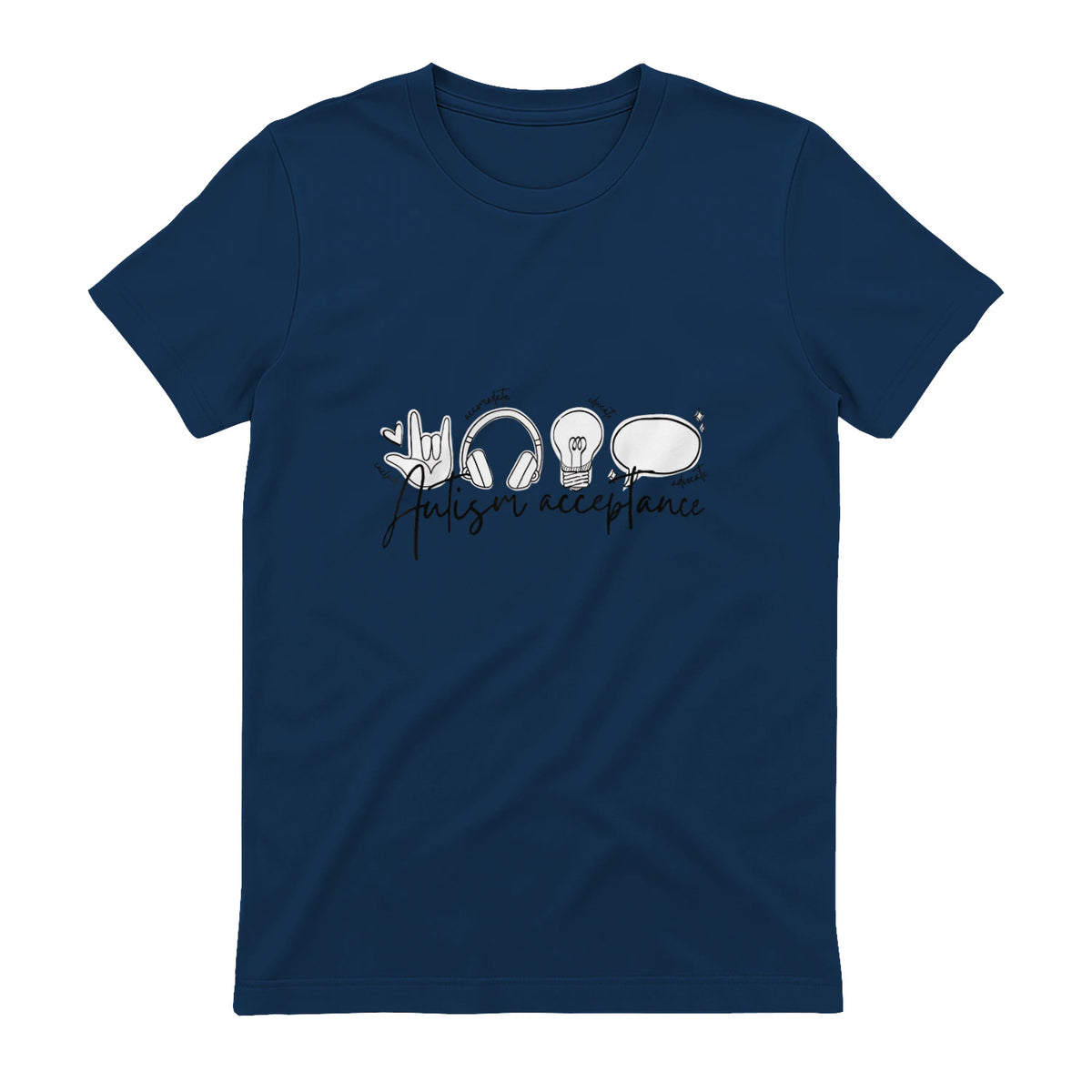 Autism Awareness Acceptance Shirt Support Mom Women Kid in Navy - back view