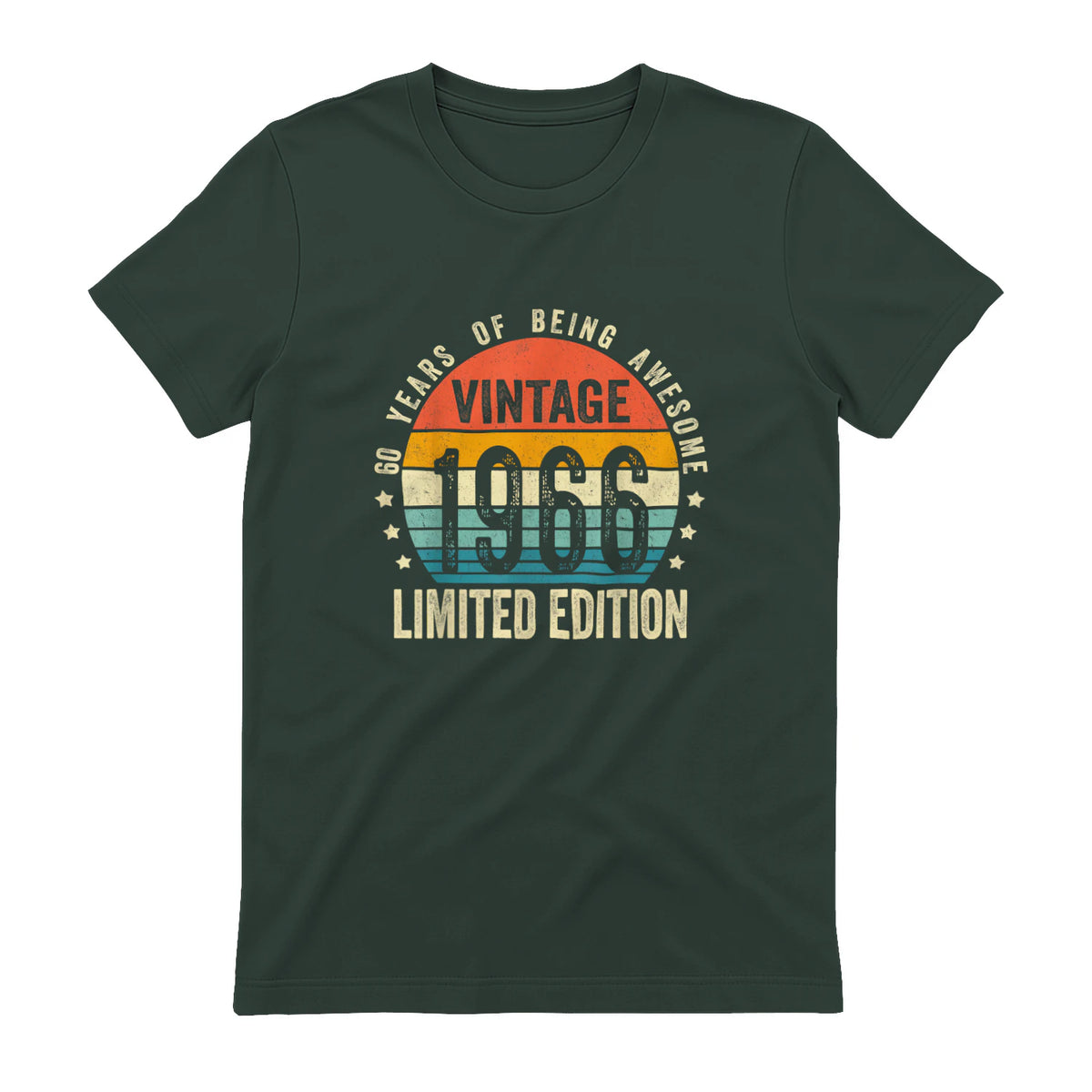 Vintage Sixtieth Birthday Gift T-Shirt in Forest Green - back view