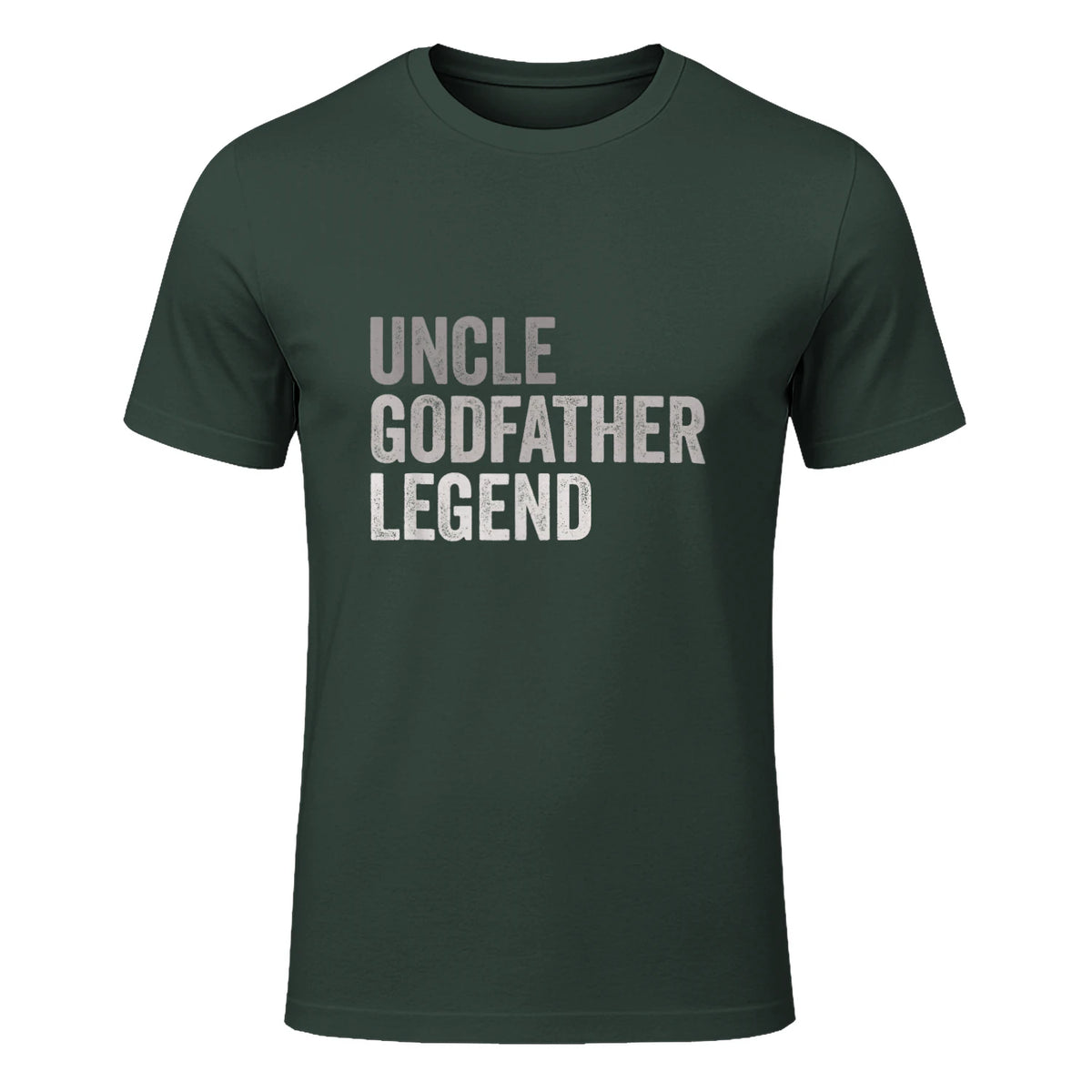 Funny Uncle Godparent Hero Message Uncle Godfather Legend For A Favorite Uncle Family Baptism T-Shirt - Black, Sm in Forest Green - front view