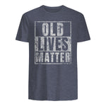Old Lives Matter Funny Birthday Party Gag Gift for Dad in Heather Navy - back view