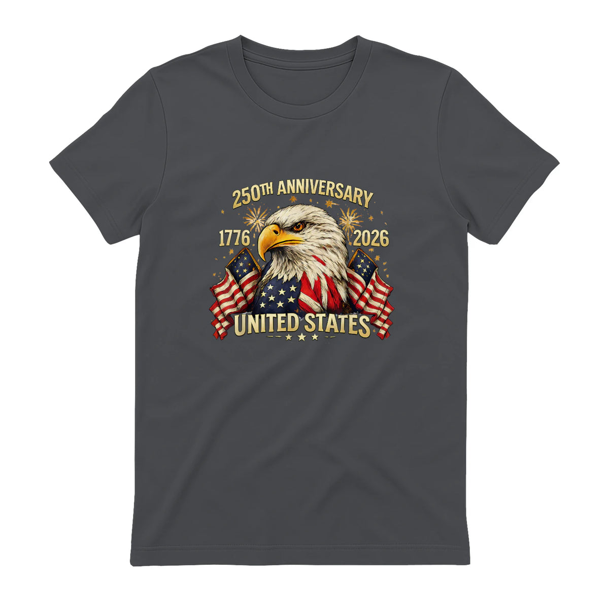American Flag Anniversary T-Shirt in Charcoal - back view