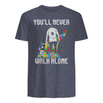 Vintage Father Son Family Autistic Kids Autism Awareness Dad in Heather Navy - back view