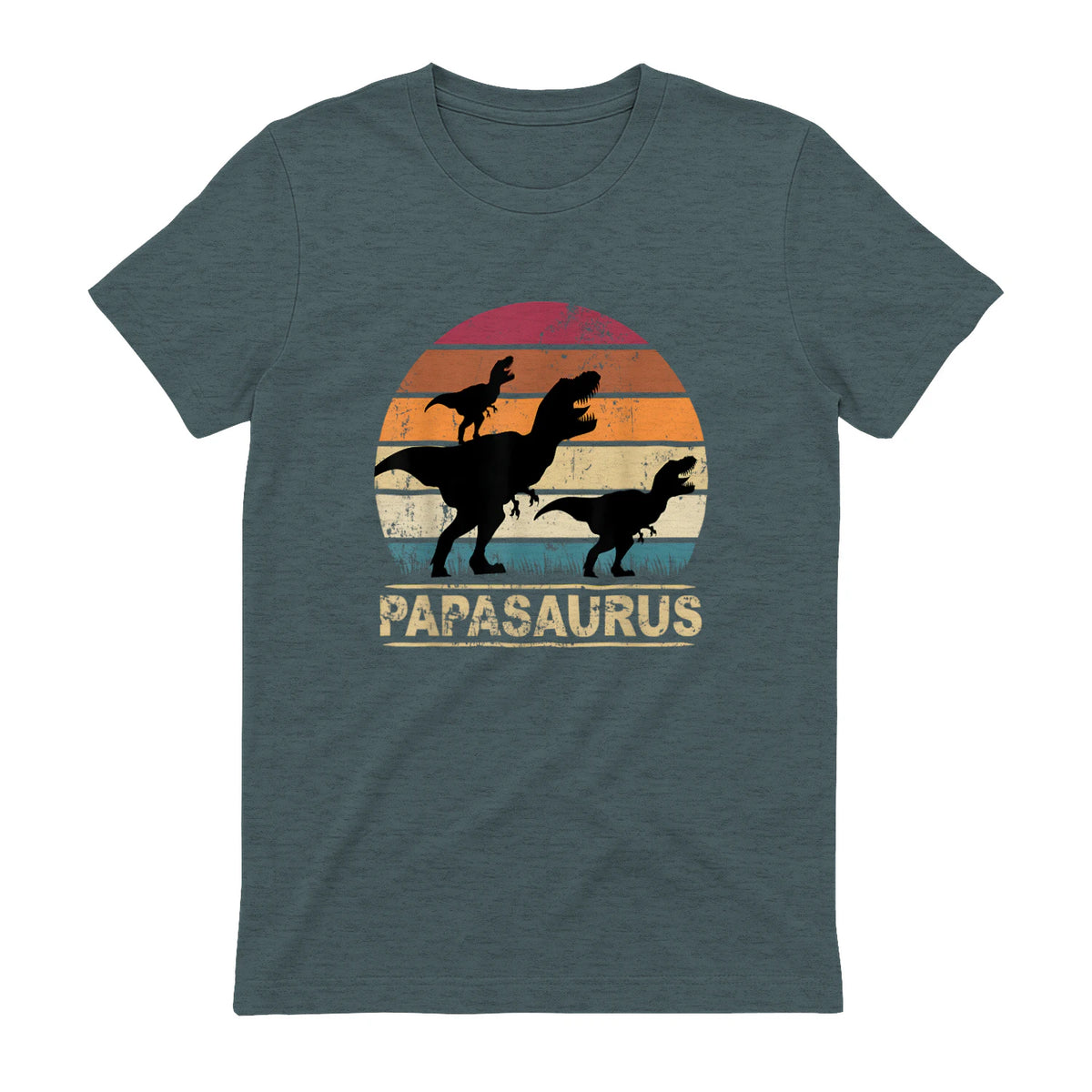 Papasaurus Dinosaurier Papa Tyrannosaurus Dino Doppelpack in Dark Heather - back view