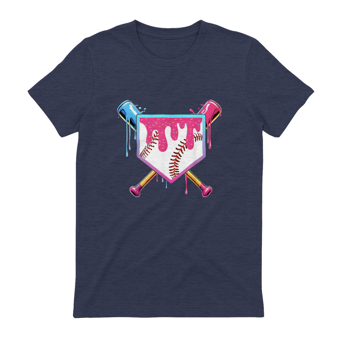 Baseball Drip Youth T-Shirt in Heather Navy - back view