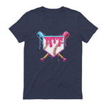 Baseball Drip Youth T-Shirt in Heather Navy - back view