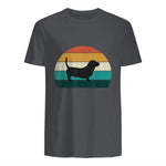 Basset Hound rétro Amant Vintage Sunset Dog & Puppy in Charcoal - back view