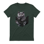 Cat Lovers British Shorthair In Pocket Fun Kitten in Forest Green - back view