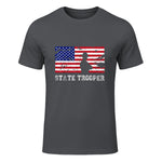 State Trooper USA Flag T-Shirt Gift T-Shirt in Charcoal - front view