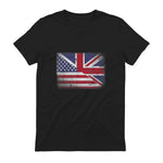 Vintage Half American Half British Flag Great Britain USA T-Shirt in Black - back view