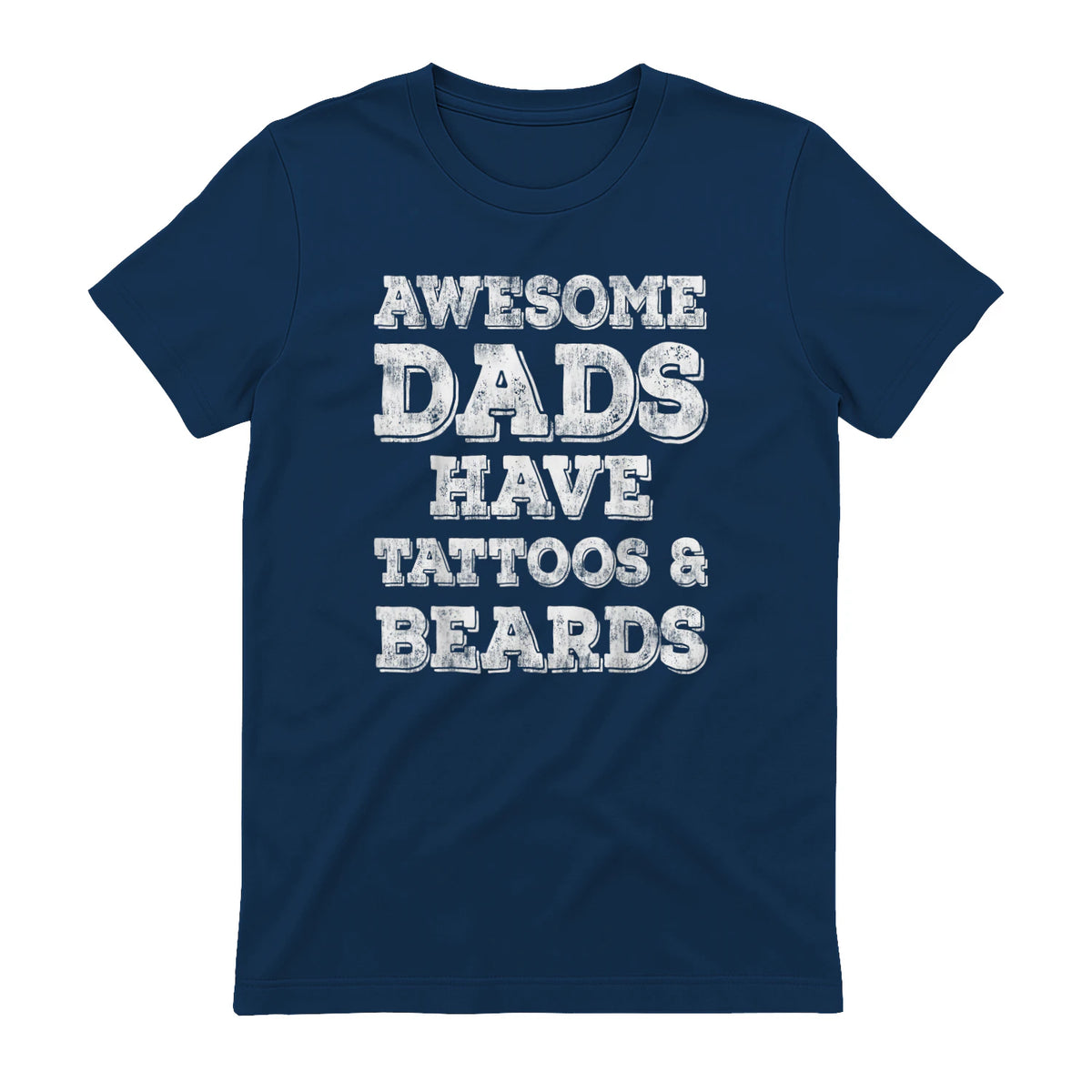 Awesome Dads Have Tattoos And Beards Shirt Fathers Day Gift in Navy - back view